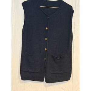 Women's Unbranded Black Knit Vest with Gold Buttons Size L